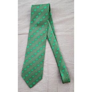 Vintage Peabody Little Rock Silk Tie Mens Green Duck Pattern